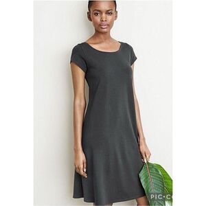 Eileen Fisher Organic Cotton Short Sleeve T Shirt Dress Black Size Small Organic